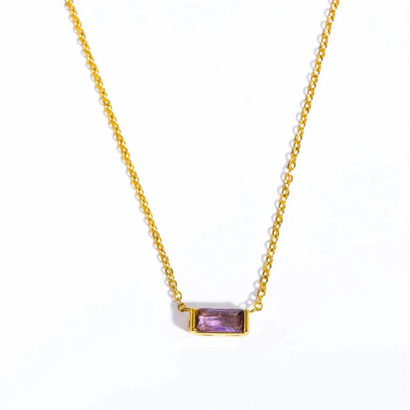 Necklace with Fine Colored Birthstone Pendant