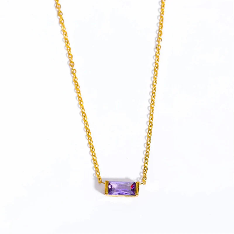 Necklace with Fine Colored Birthstone Pendant