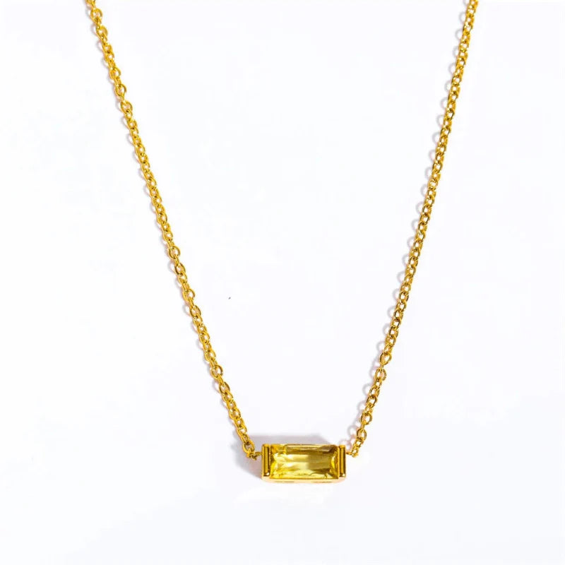 Necklace with Fine Colored Birthstone Pendant