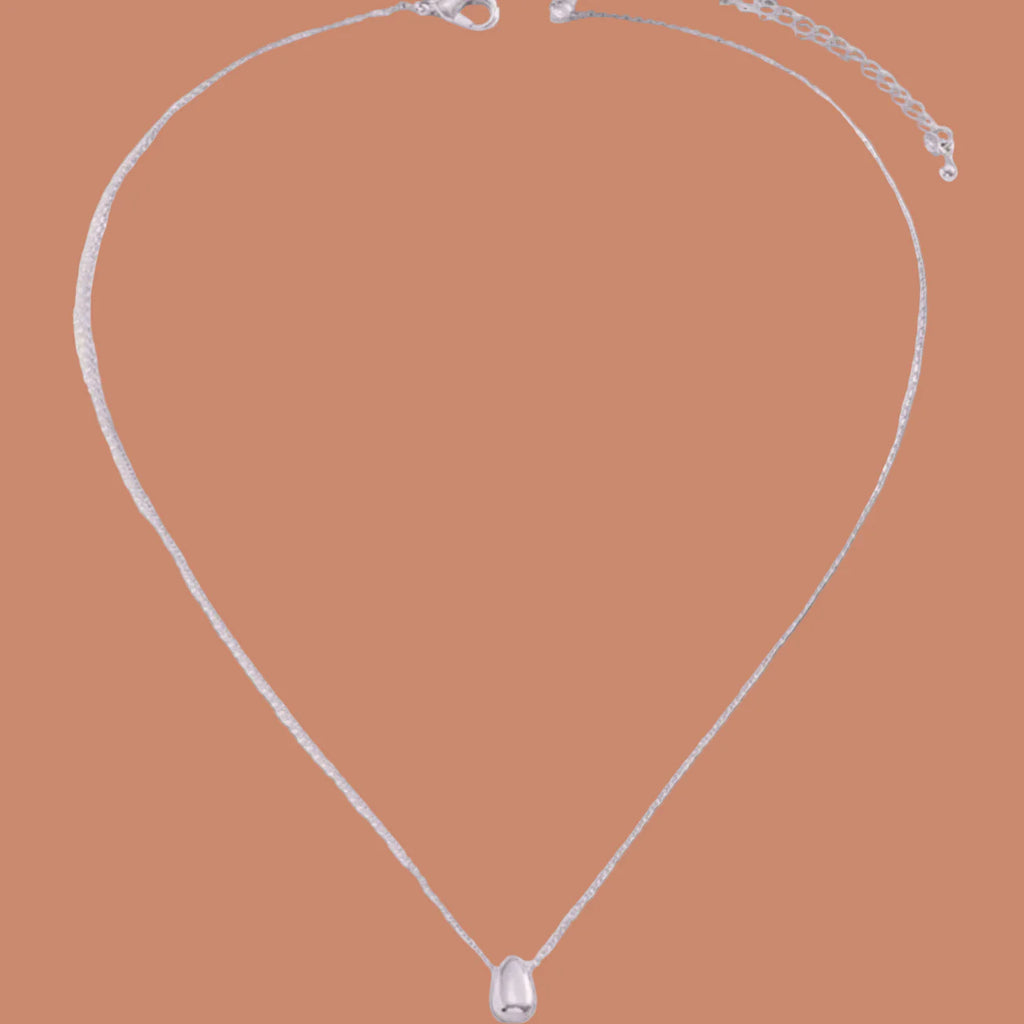 Necklace with Fine Silver Water Drop Pendant