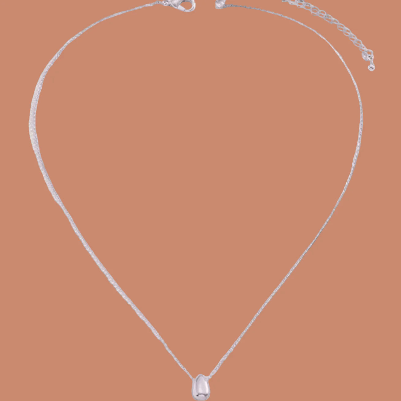 Necklace with Fine Silver Water Drop Pendant