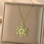 Necklace with Large Gold Metatron Cube Pendant