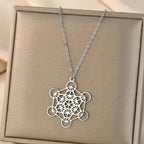 Necklace with Large Silver Metatron Cube Pendant