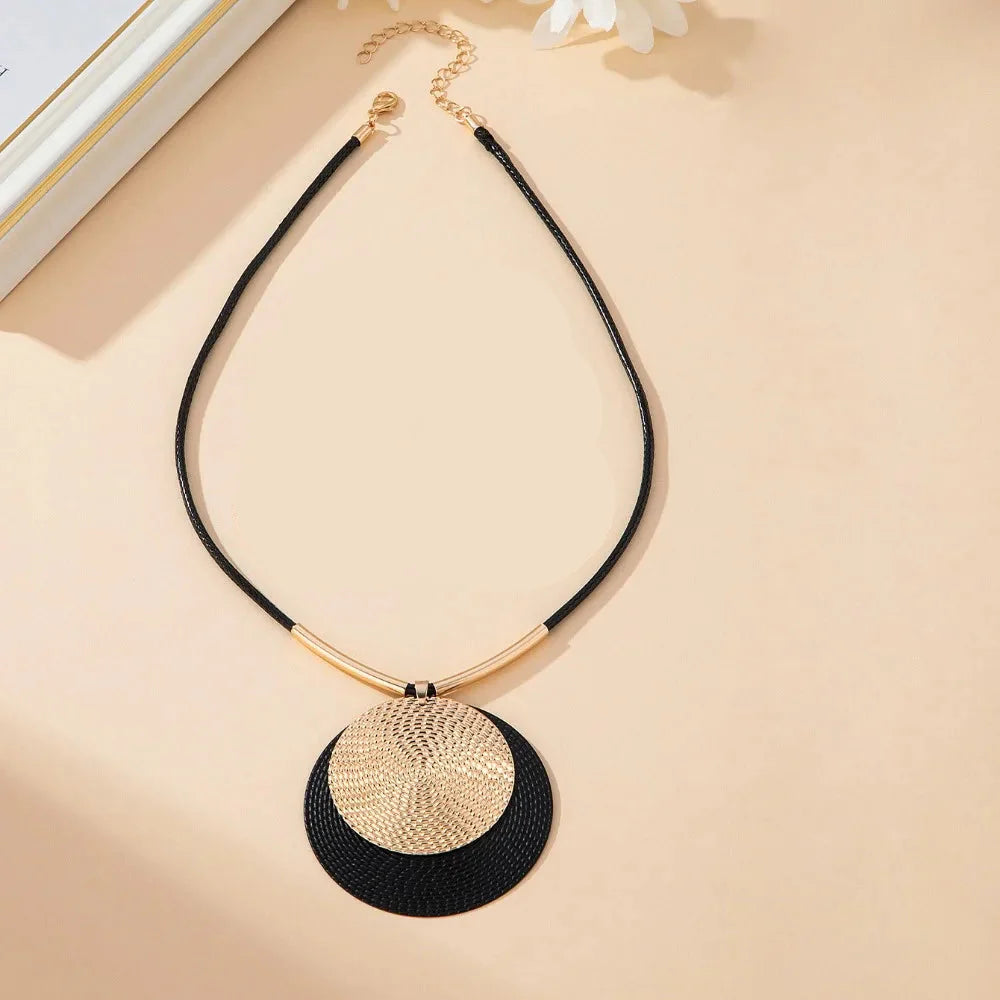 Necklace with Large Round Pendant Bohemian Chic