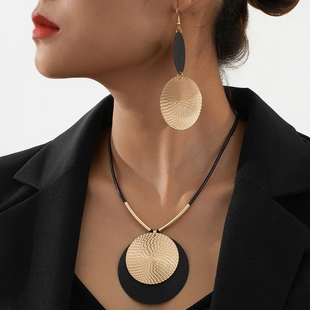 Necklace with Large Round Pendant Bohemian Chic
