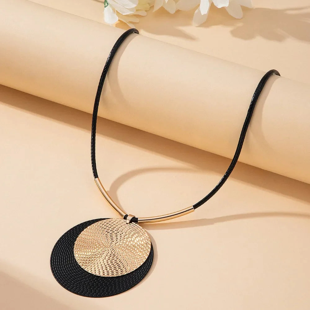 Necklace with Large Round Pendant Bohemian Chic
