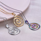 Necklace with large openwork spiral pendant in gold