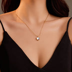 Necklace with Pretty Heart-Shaped Moonstone Pendant
