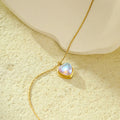 Necklace with Pretty Heart-Shaped Moonstone Pendant