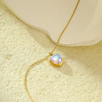 Necklace with Pretty Heart-Shaped Moonstone Pendant