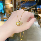 Shell Pendant Necklace Scallop Shell Rhinestones and Pearl