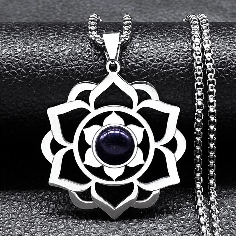 Necklace with Pretty Lotus Flower Pendant