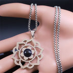 Necklace with Pretty Lotus Flower Pendant