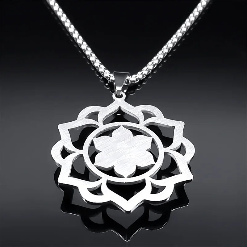 Necklace with Pretty Lotus Flower Pendant