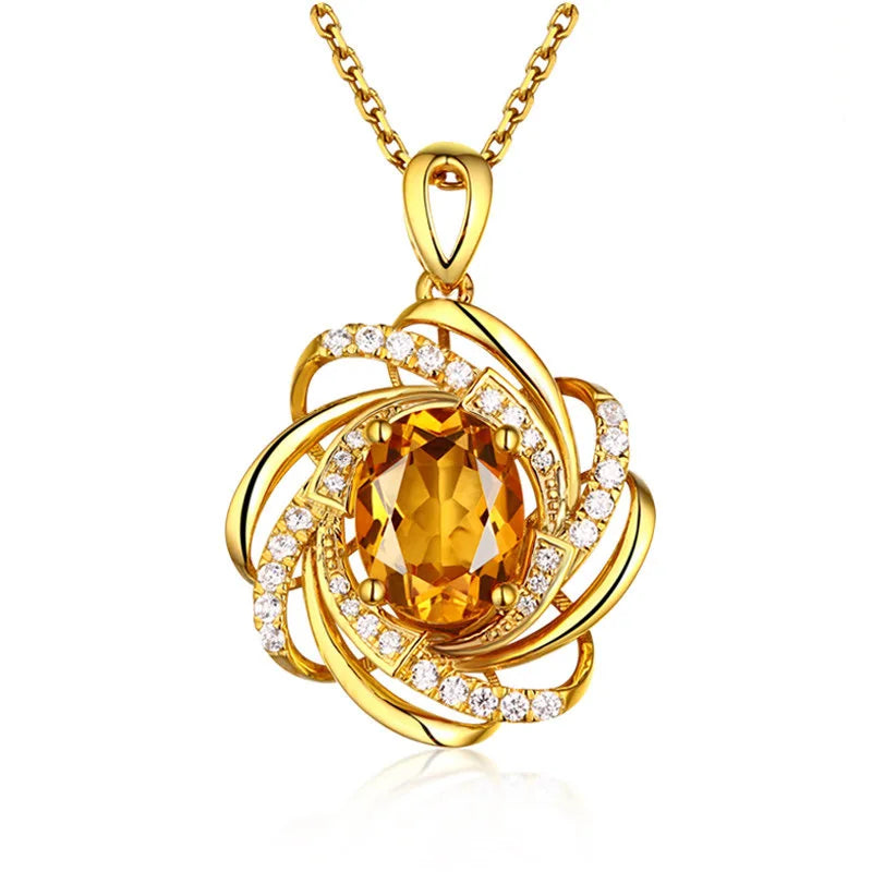 Necklace with Pretty Flower Pendant Pearl and Gold Zircon