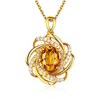 Necklace with Pretty Flower Pendant Pearl and Gold Zircon