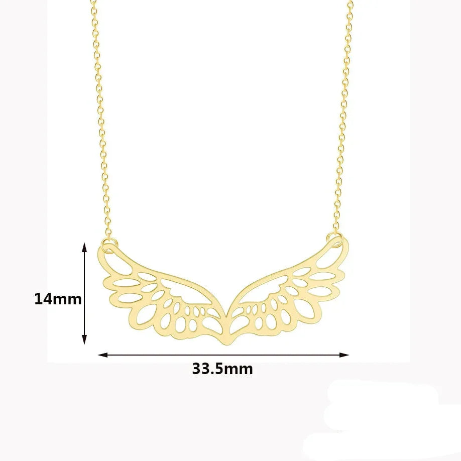 Necklace with large angel wings pendant