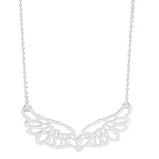 Necklace with large silver angel wings pendant