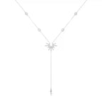 Necklace with Long Silver Sun Pendant