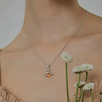 Necklace with bee pendant for women, silver