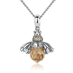 Necklace with bee pendant for women, silver