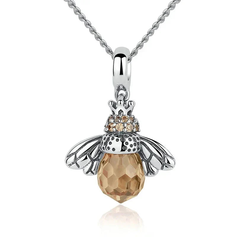 Necklace with bee pendant for women, silver