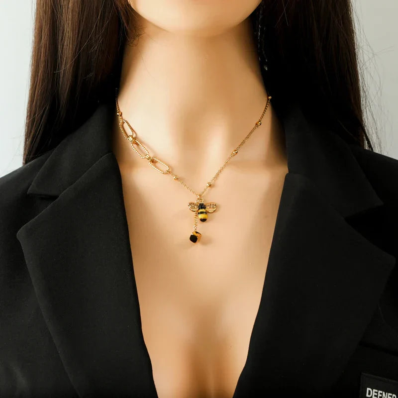 Women's necklace with a cute bee pendant