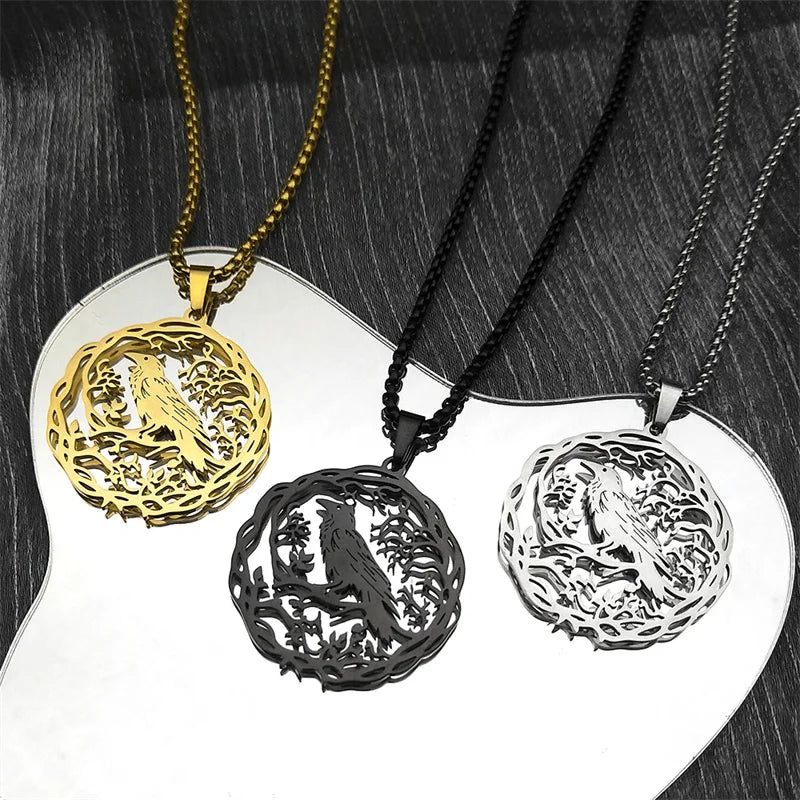 Necklace with Tree Pendant with Silver Bird