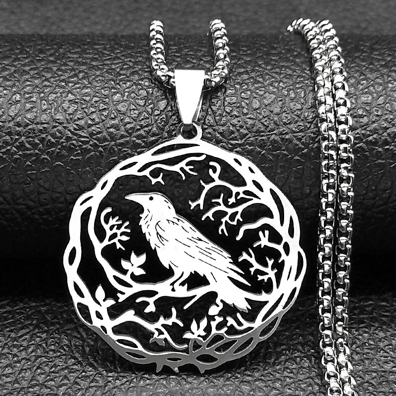 Necklace with Tree Pendant with Silver Bird