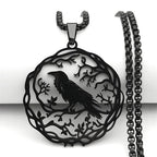 Necklace with Tree Pendant with Black Bird