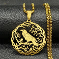 Necklace with Tree Pendant with Gold Bird