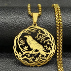 Necklace with Tree Pendant with Gold Bird