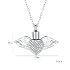 Urn necklace with angel wing pendant