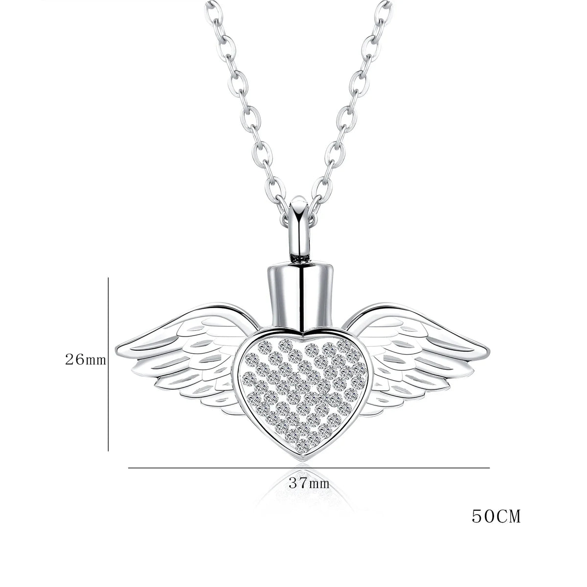 Urn necklace with angel wing pendant