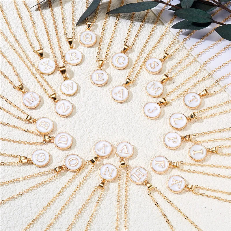 White initial pendant necklace i