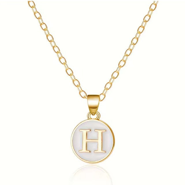 Necklace with white initial letter pendant