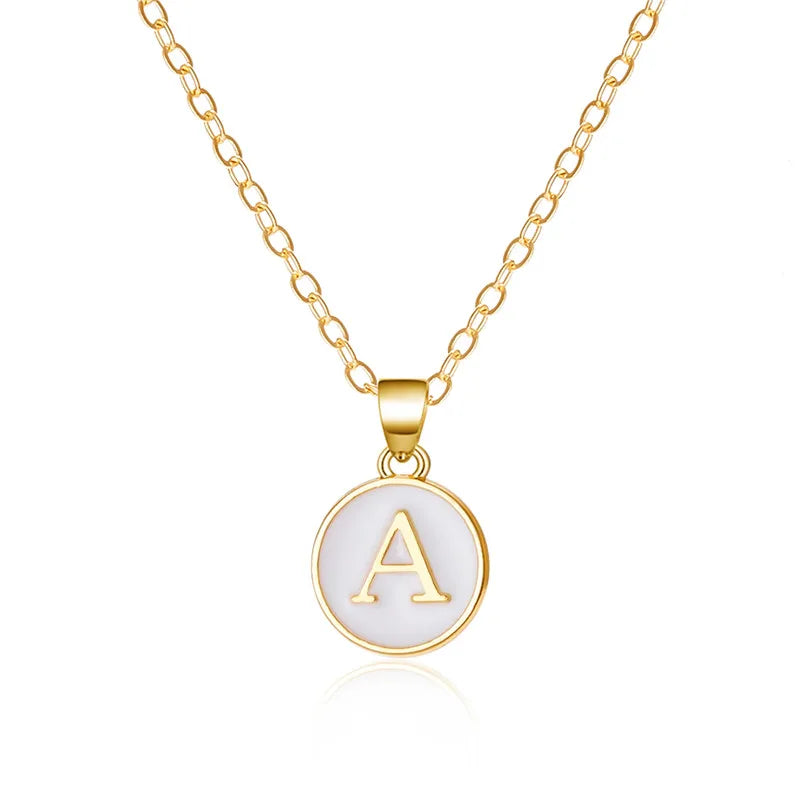 White initial pendant necklace a