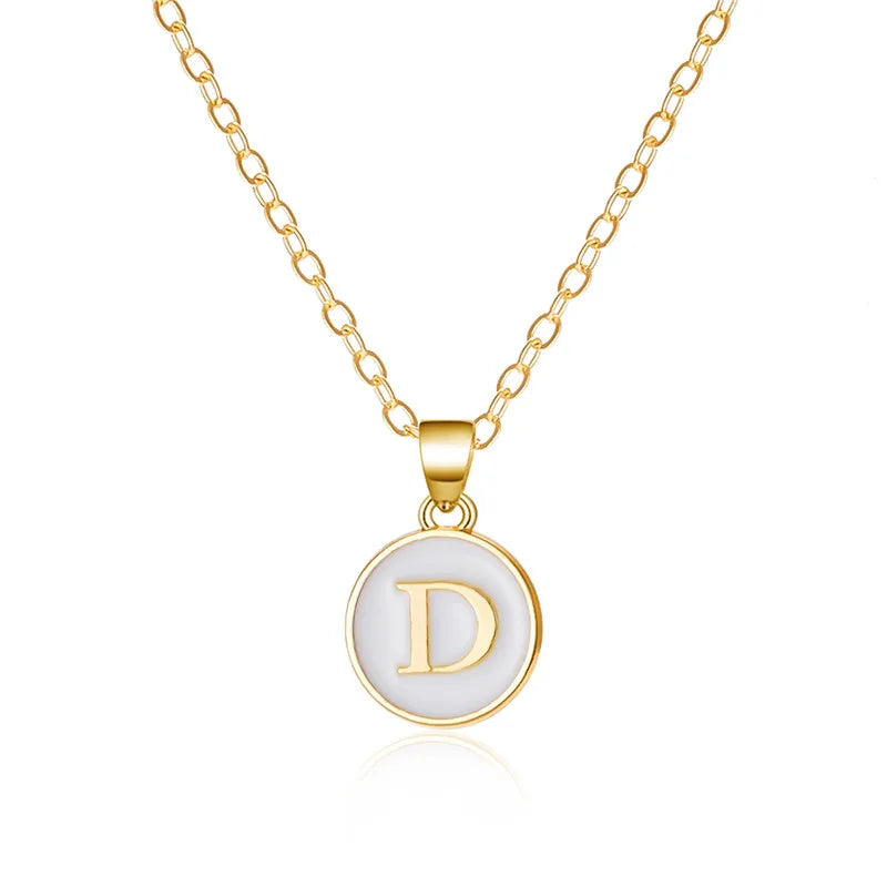 White initial pendant necklace d