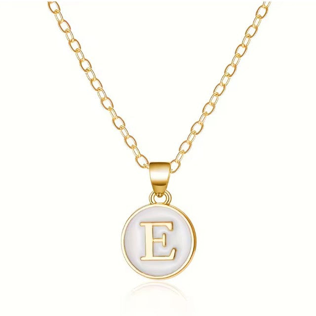 Necklace with white initial letter pendant