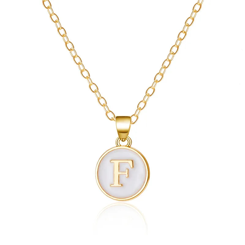 White initial pendant necklace f
