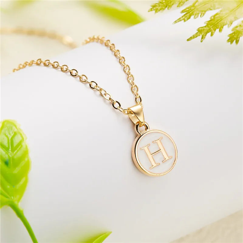 White initial pendant necklace h