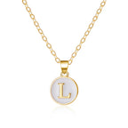 White initial pendant necklace l