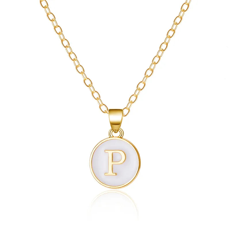 White initial pendant necklace p