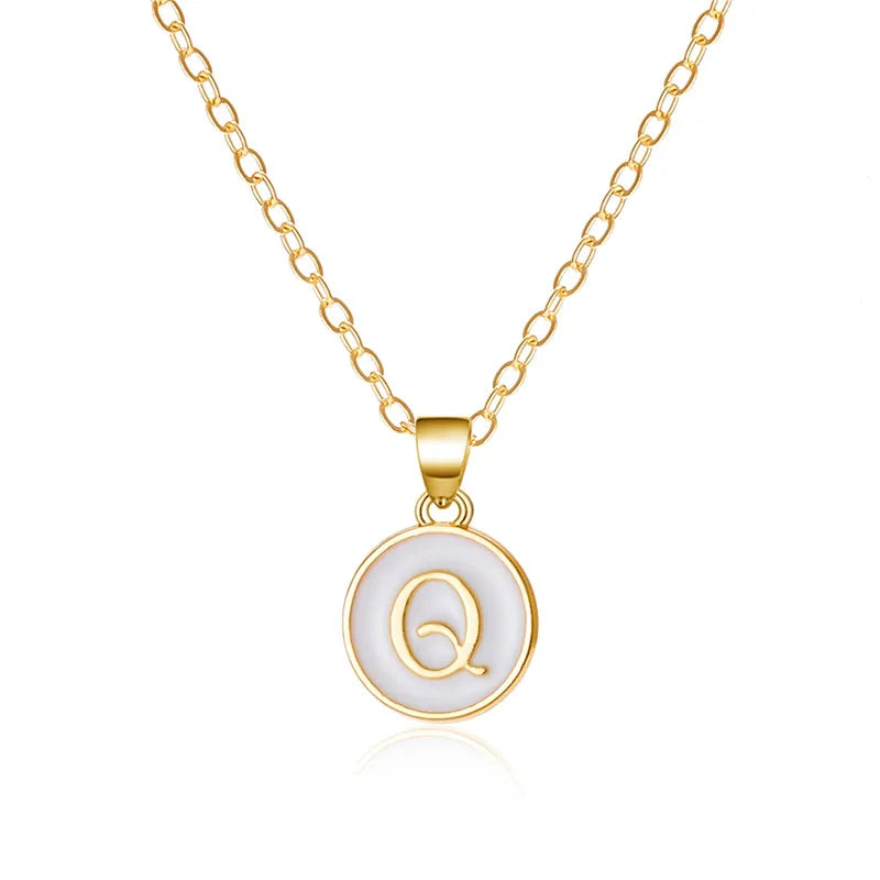 White initial pendant necklace q