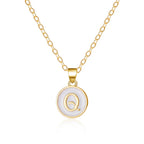 White initial pendant necklace q