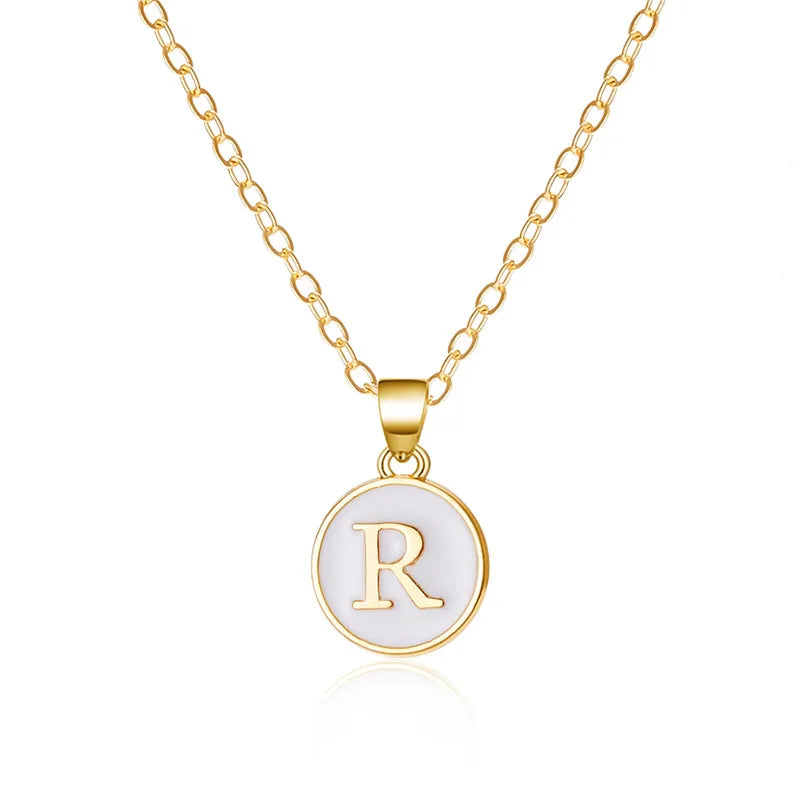 White initial pendant necklace r