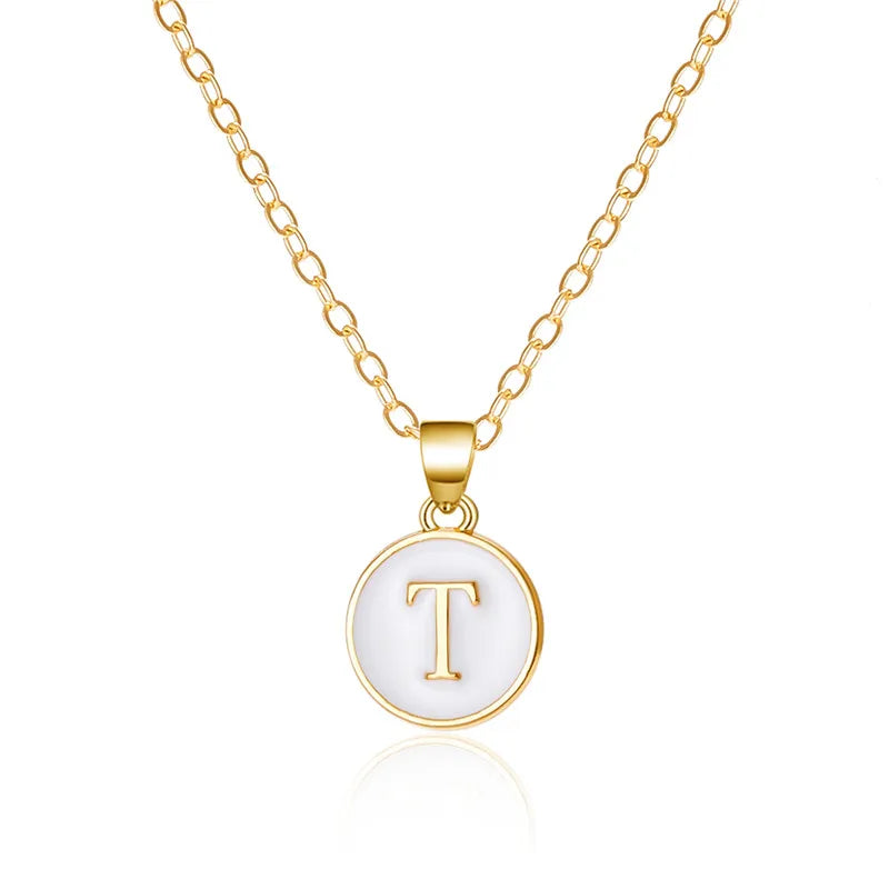 White initial pendant necklace t