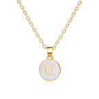 White initial pendant necklace u