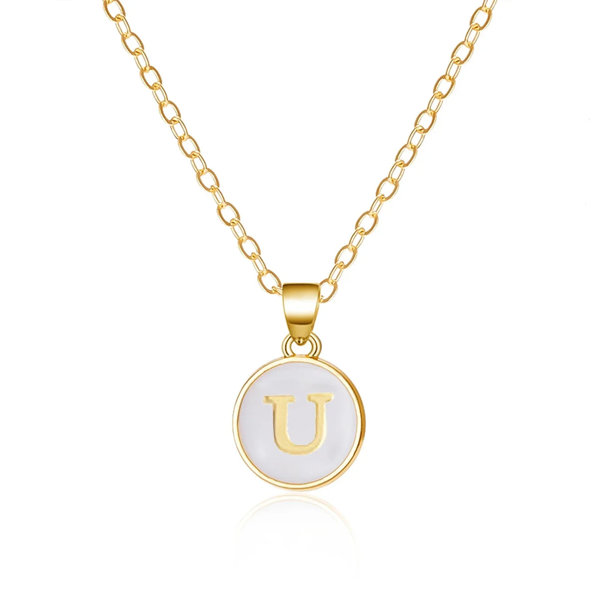 White initial pendant necklace u
