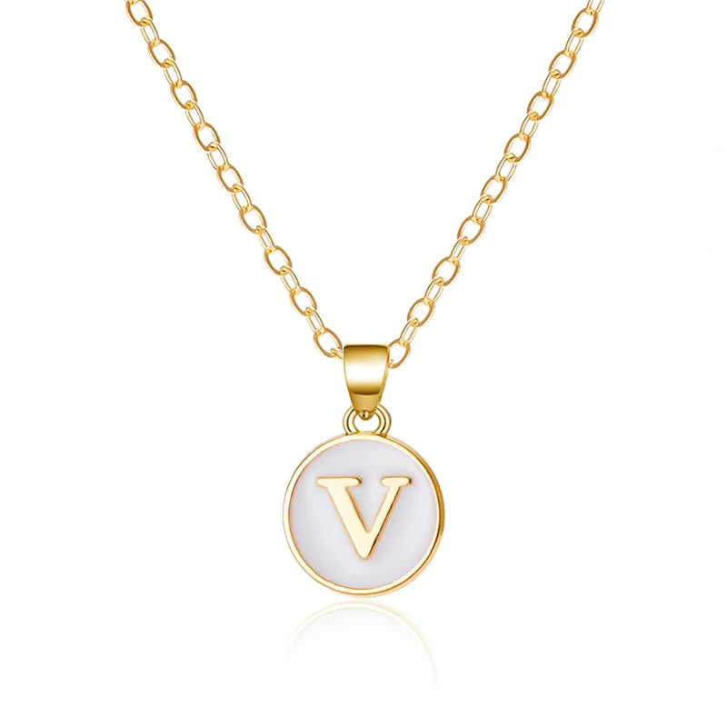 White initial pendant necklace v